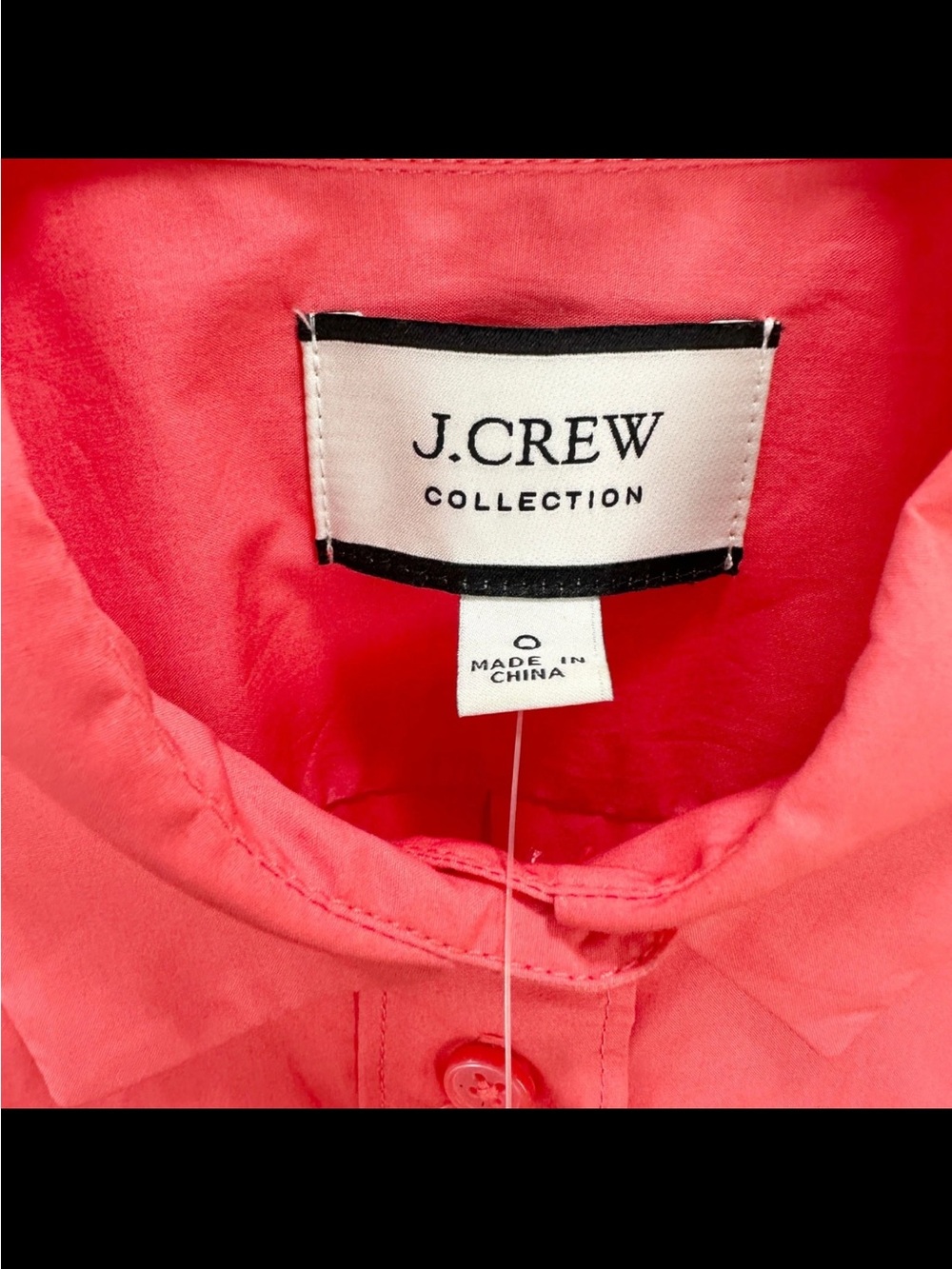 J.Crew Collection Feather Trim Poplin Button Up Shirt Coral Pink US 4 NWOT - Picture 3 of 11